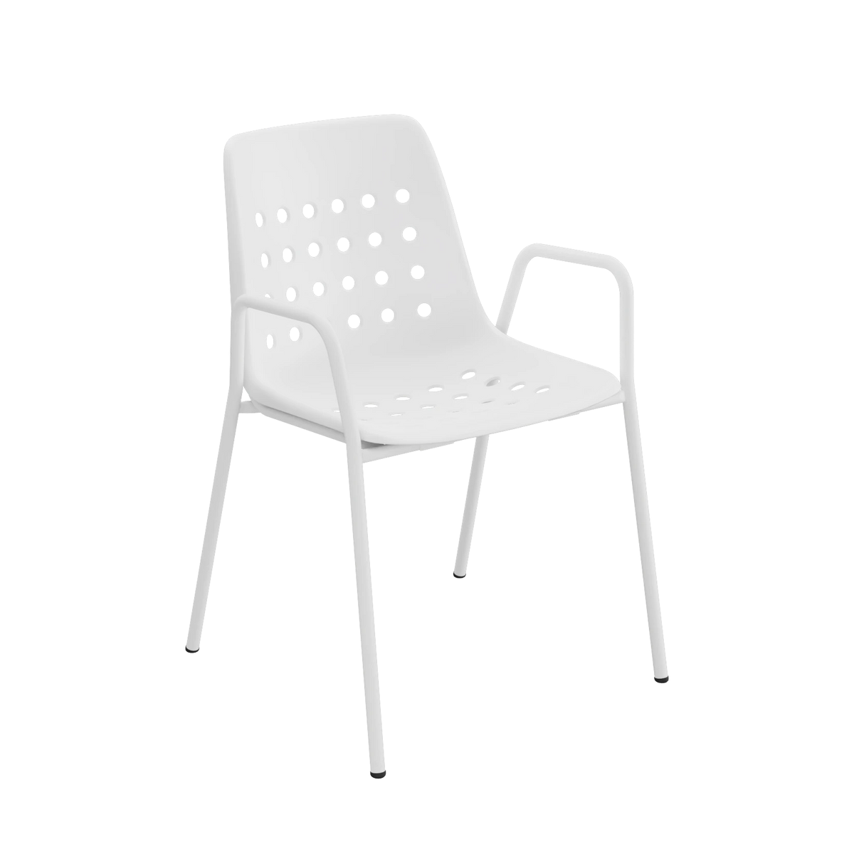 Schaffner Bermuda Schalenstuhl mit Armlehne beschichtet Weiss
