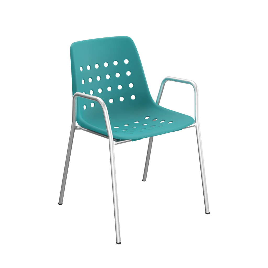 Schaffner Bermuda Schalenstuhl mit Armlehne feuerverzinkt Kaliblau