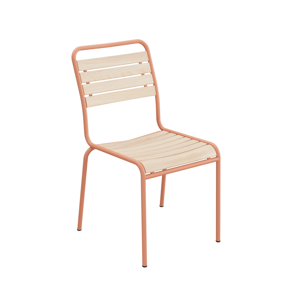 Schaffner Rigi Holzlatten-Stuhl ohne Armlehne Latten Esche geölt Gestell Terracotta