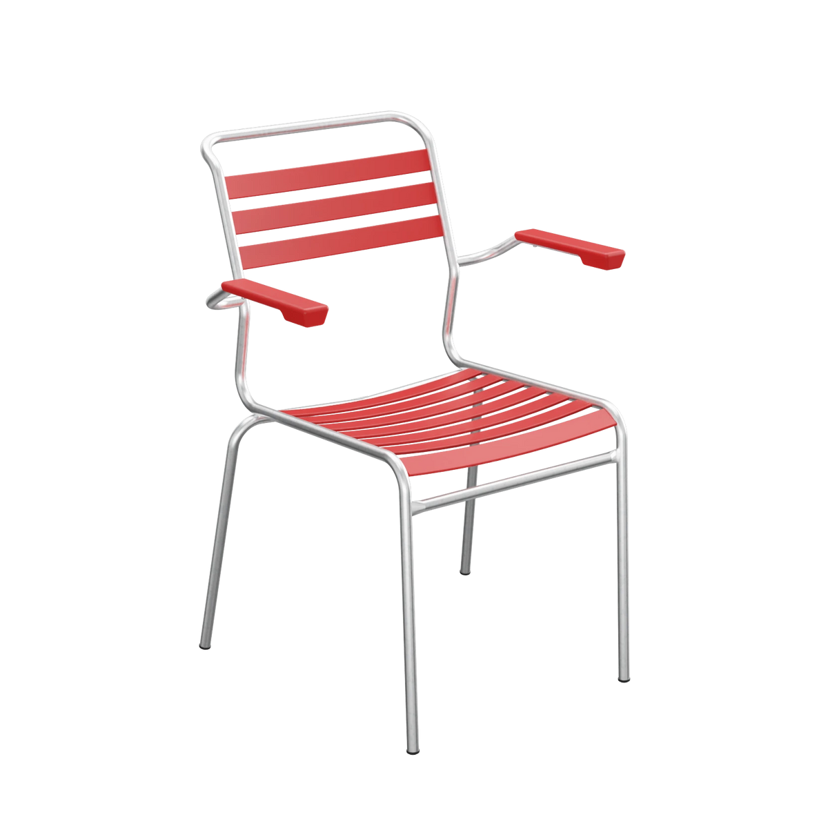 Schaffner Säntis Lättli-Stuhl mit Armlehne feuerverzinkt Rot