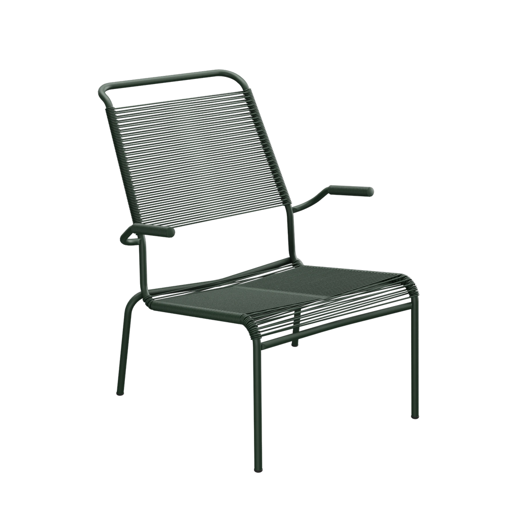 Schaffner Säntis Spaghetti-Lounger Hochlehner mit Armlehne beschichtet Tannengrün