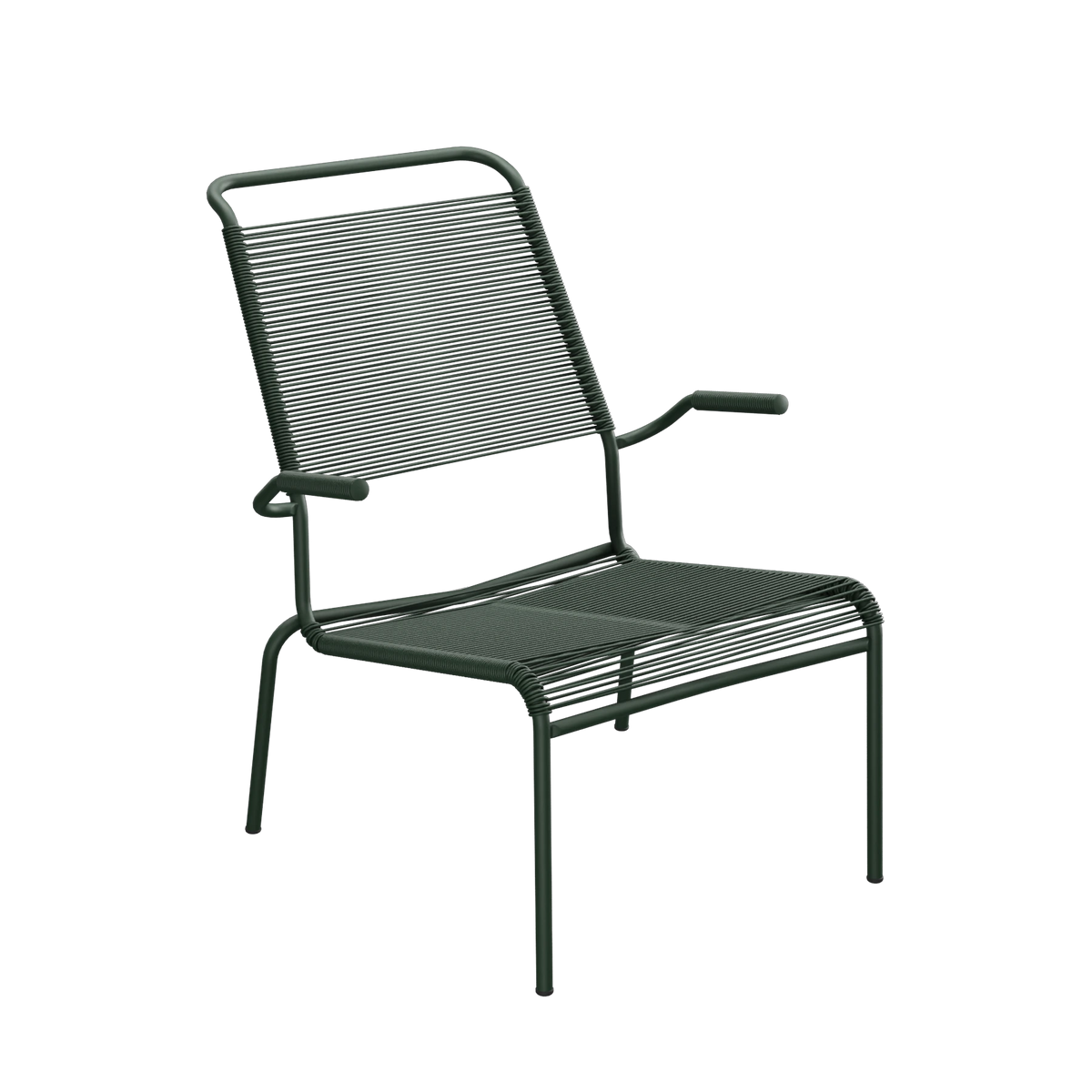 Schaffner Säntis Spaghetti-Lounger Hochlehner mit Armlehne beschichtet Tannengrün