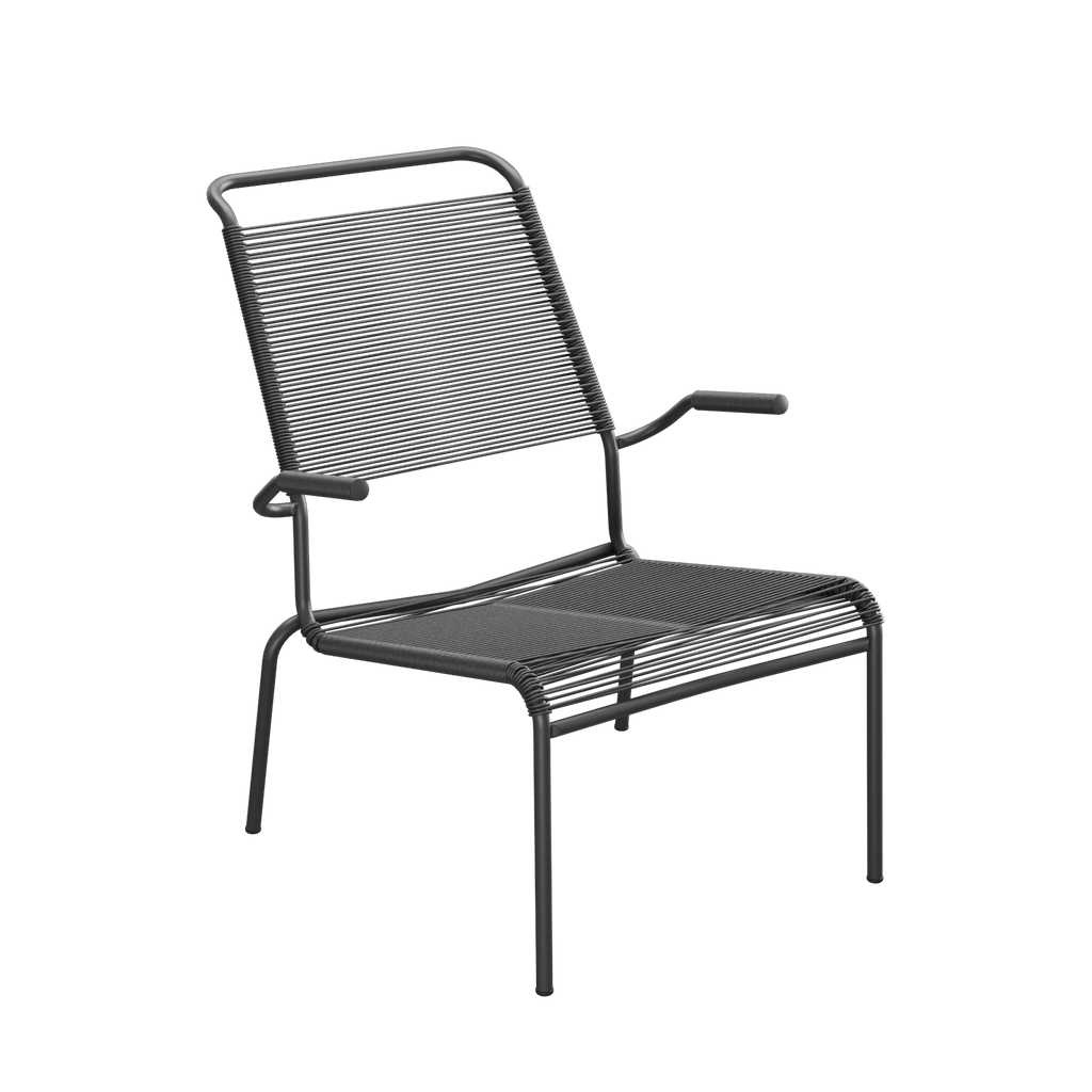 Schaffner Säntis Spaghetti-Lounger Hochlehner mit Armlehne beschichtet Anthrazit
