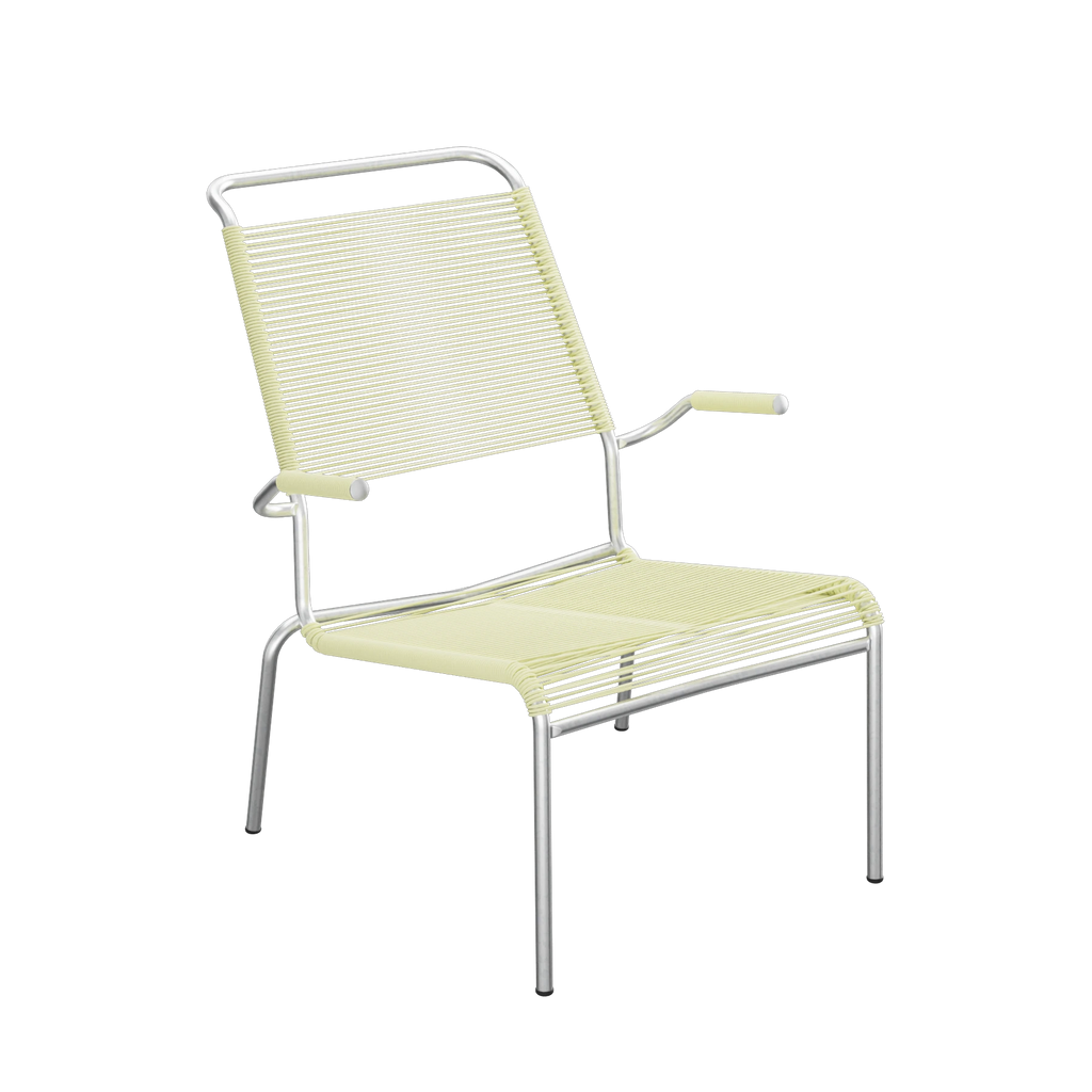 Schaffner Säntis Spaghetti-Lounger Hochlehner mit Armlehne feuerverzinkt Buchsbaumgelb