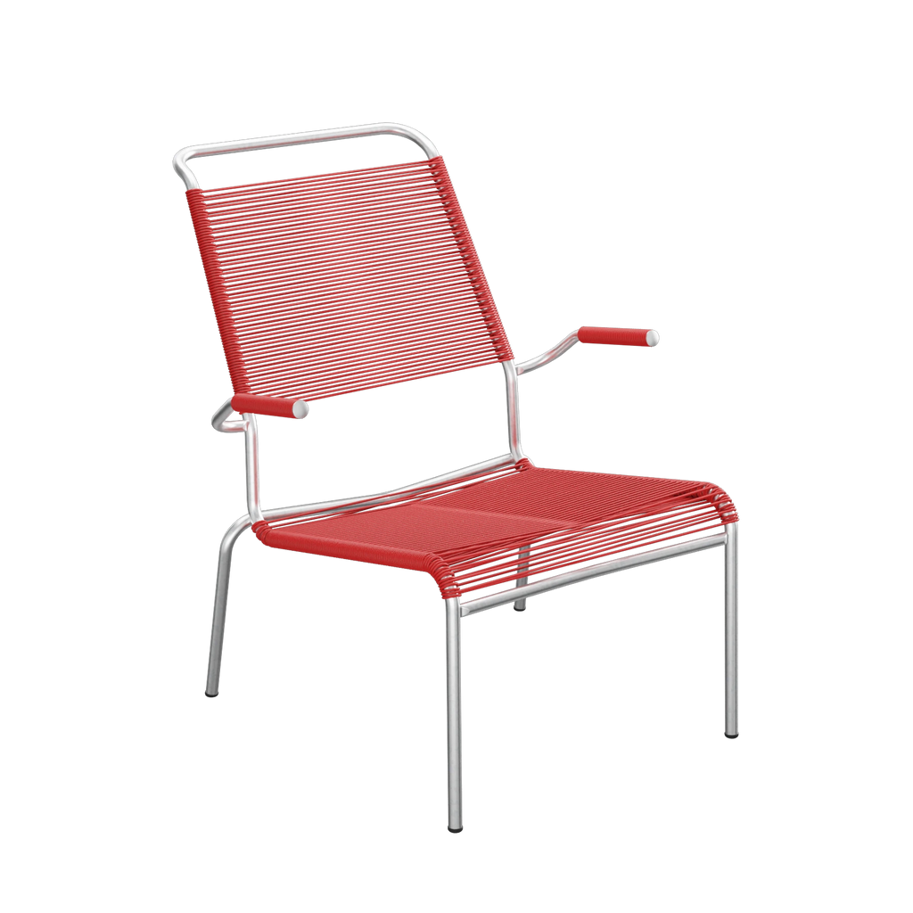 Schaffner Säntis Spaghetti-Lounger Hochlehner mit Armlehne feuerverzinkt Rot