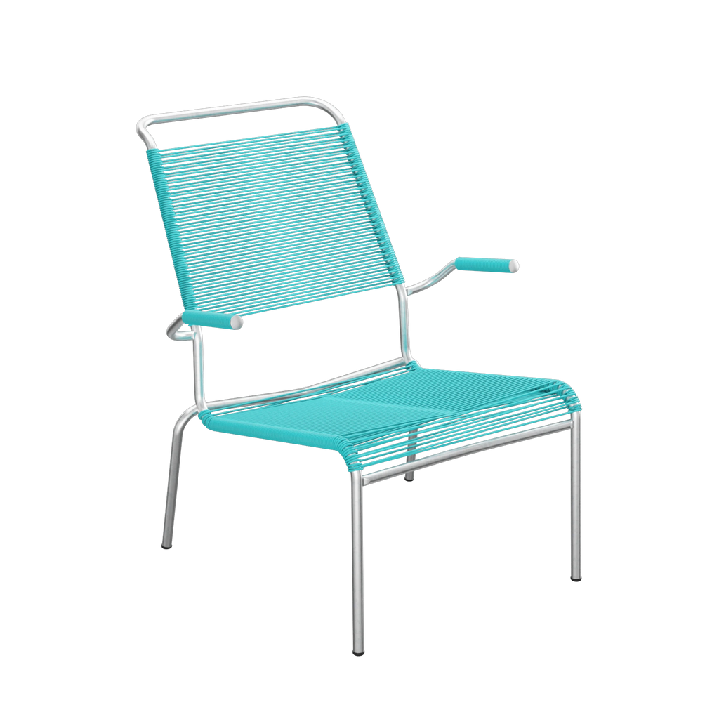 Schaffner Säntis Spaghetti-Lounger Hochlehner mit Armlehne feuerverzinkt Türkis