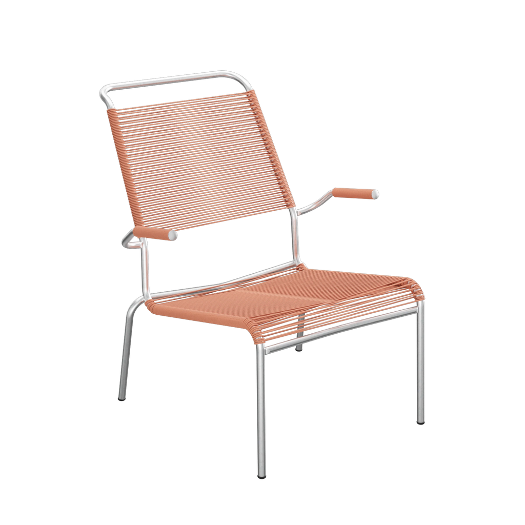 Schaffner Säntis Spaghetti-Lounger Hochlehner mit Armlehne feuerverzinkt Terracotta